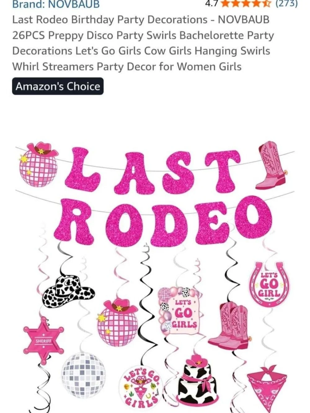 Pink Cowboy Boot & Hat Themed Bachelorette Decorations